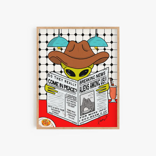 Aliens Among Us! Art Print 12"x9"