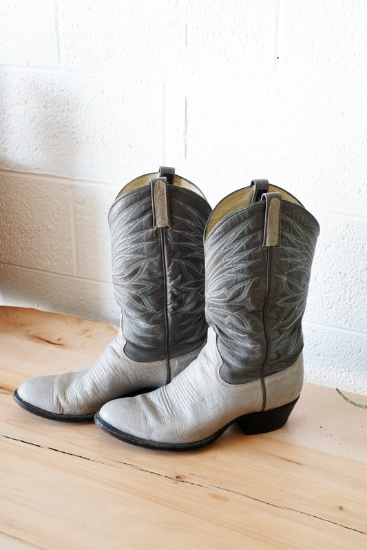 Dan Post Two- Tone Grey Leather Boots
