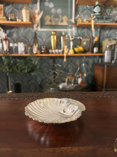 vintage silver seashell dish