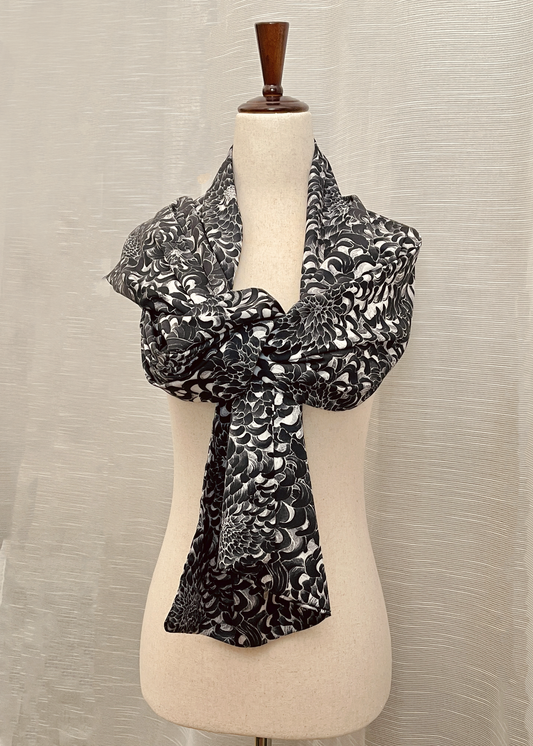Black Chrysanthemum - Artist Edition Shawl Scarf