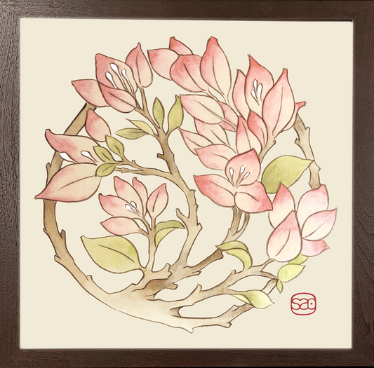 Bougainvillea - Wood Frame ( 8"W x8"H )