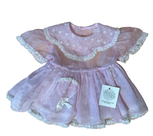 Sheer Pink Baby Dress Vintage Keiki