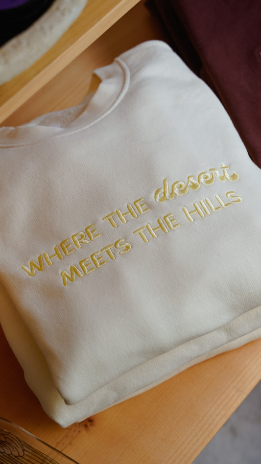 Desert Meets the Hills Embroidered Crewneck Sweatshirt (Unisex)
