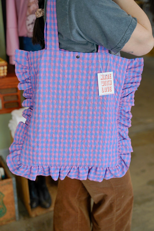 Ruffle Linen Tote