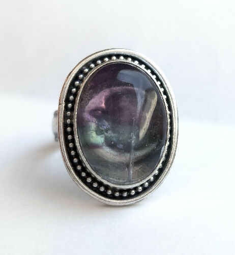 Fluorite Hidden Moon Ring, Size 8.75