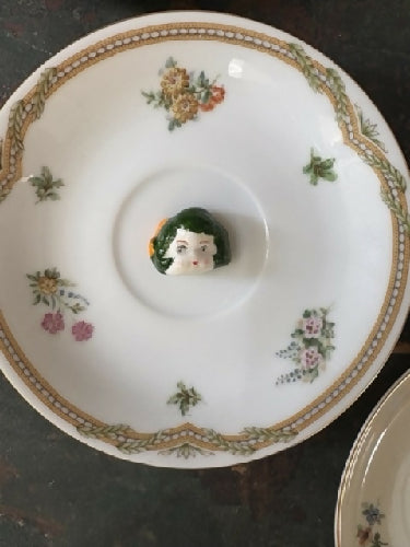 Trinket dish/tray/vintage/doll figurines/handmade