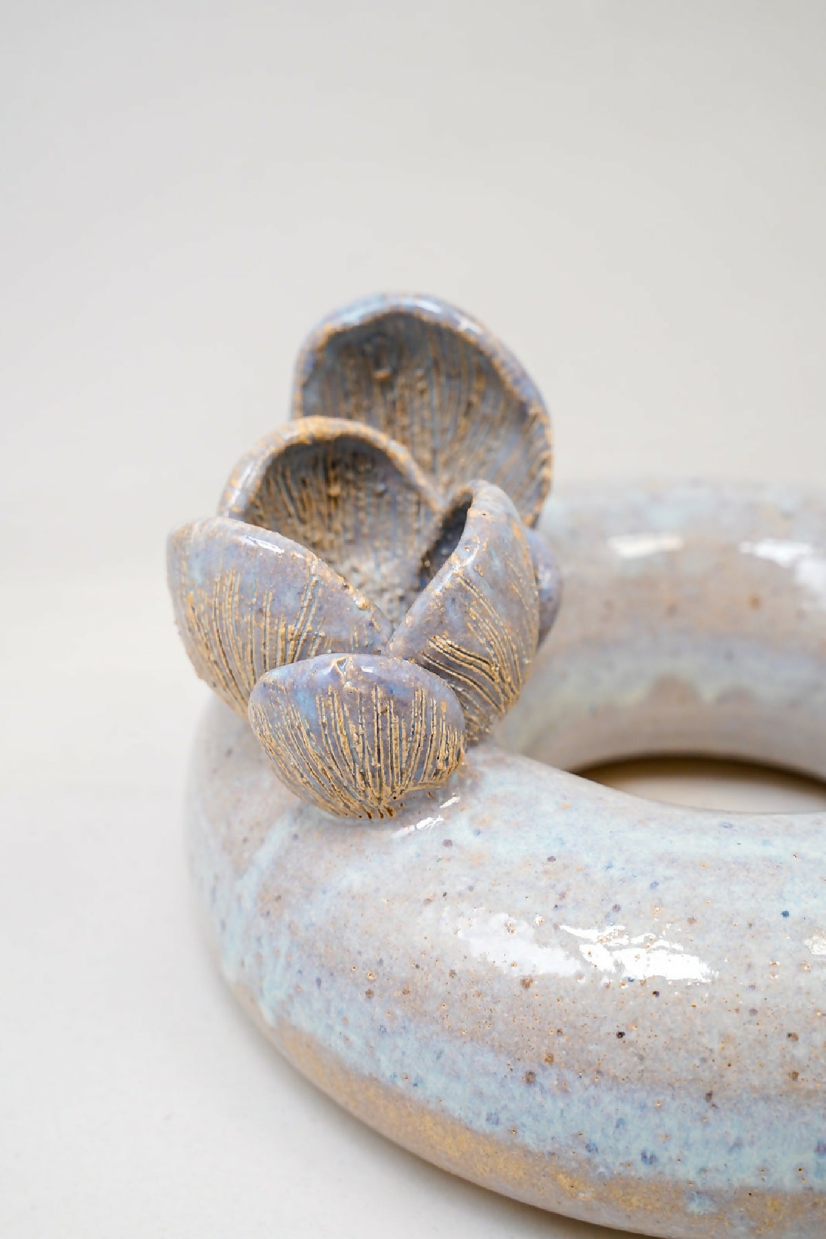 Handmade Ceramic Flower Donut Vase – 8"