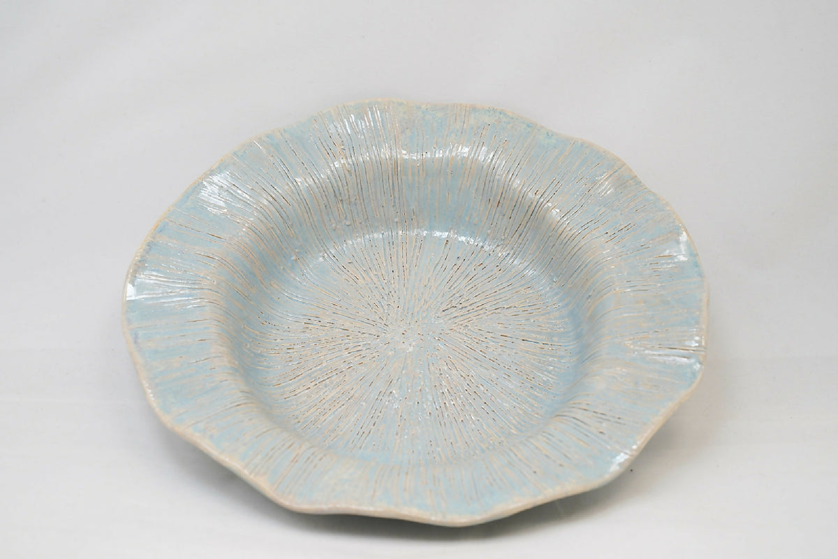 Handmade Ceramic Textured Serving Bowl – 9.5"