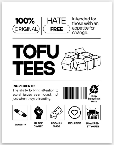 Tofu Tees Nutrition Facts Label Sticker