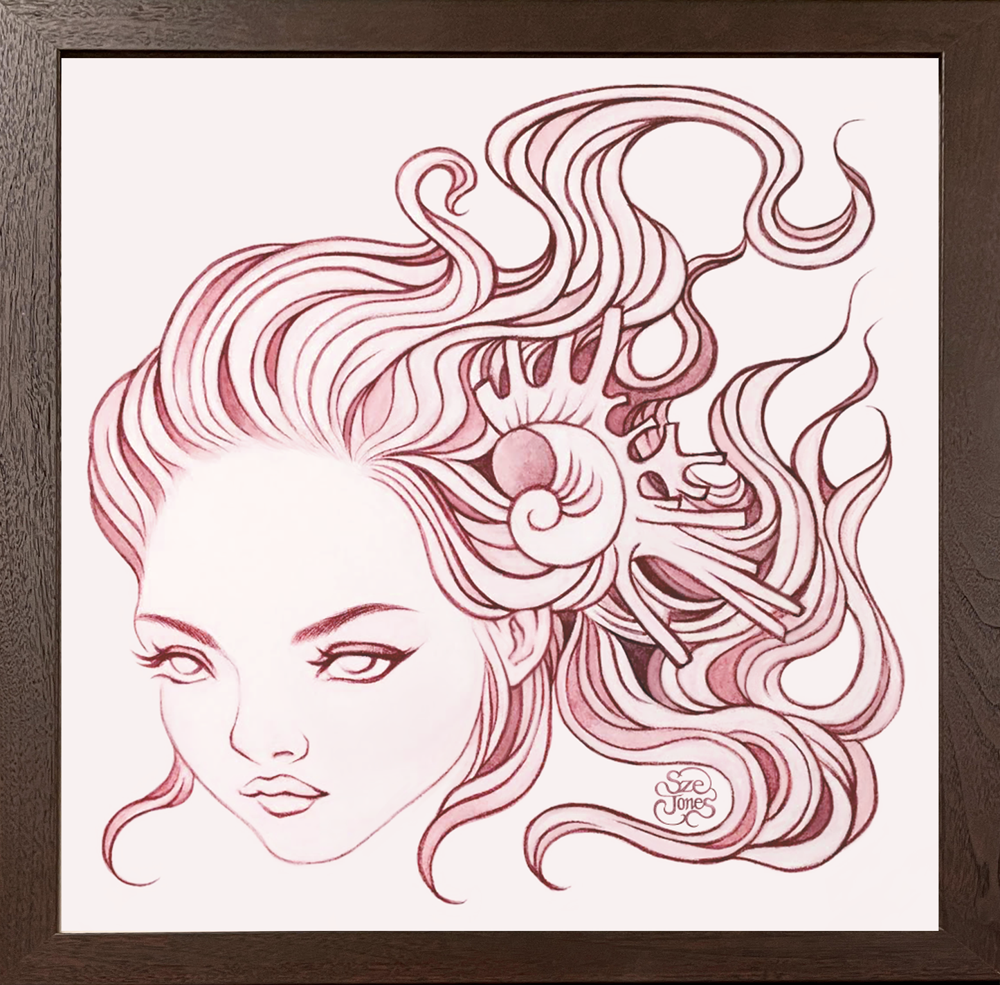 Mermaid - Wood Frame ( 8"W x8"H )