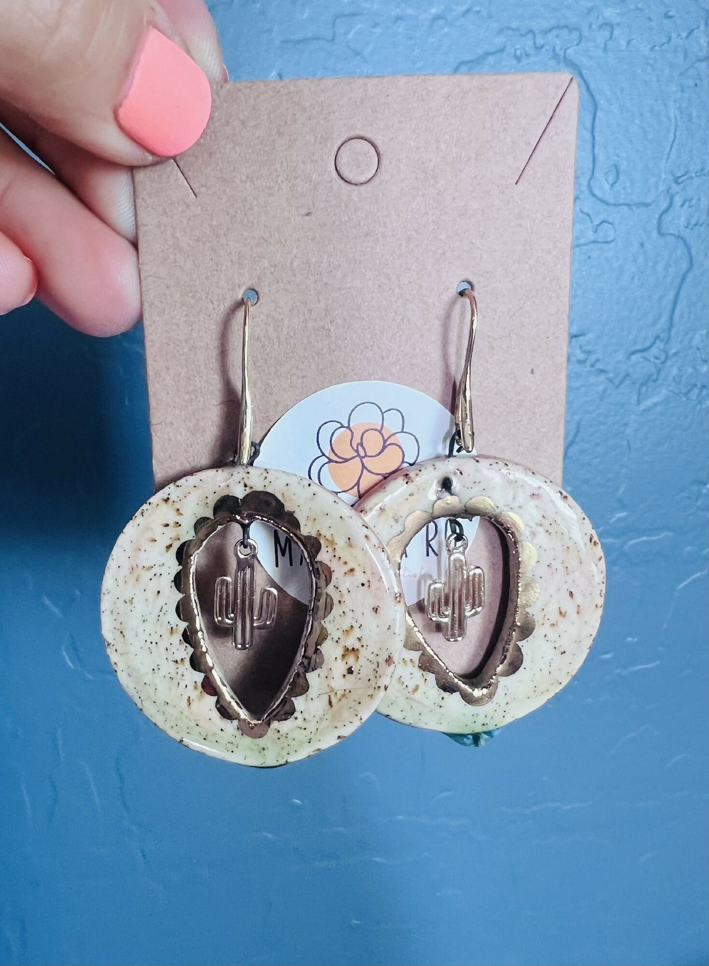 Ceramic Beige Hoops