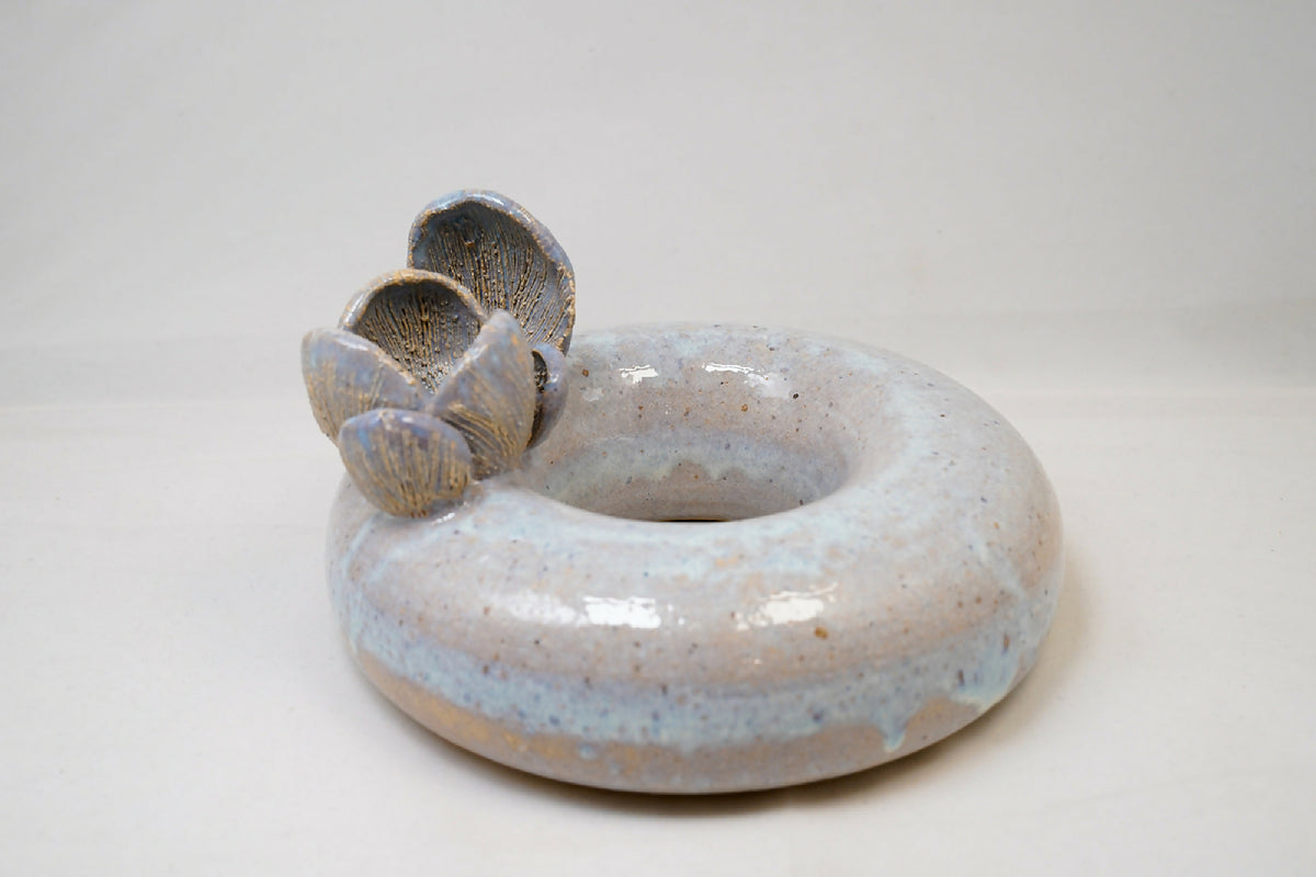 Handmade Ceramic Flower Donut Vase – 8"