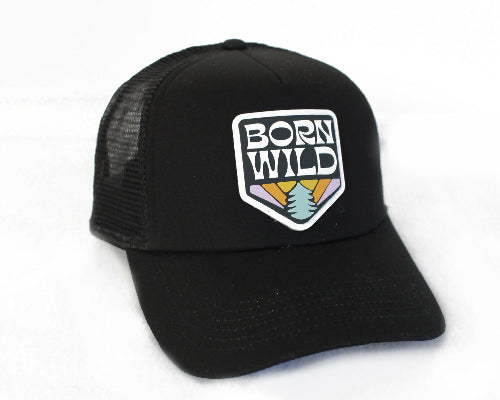 BORN WILD Black Snapback Trucker Hat