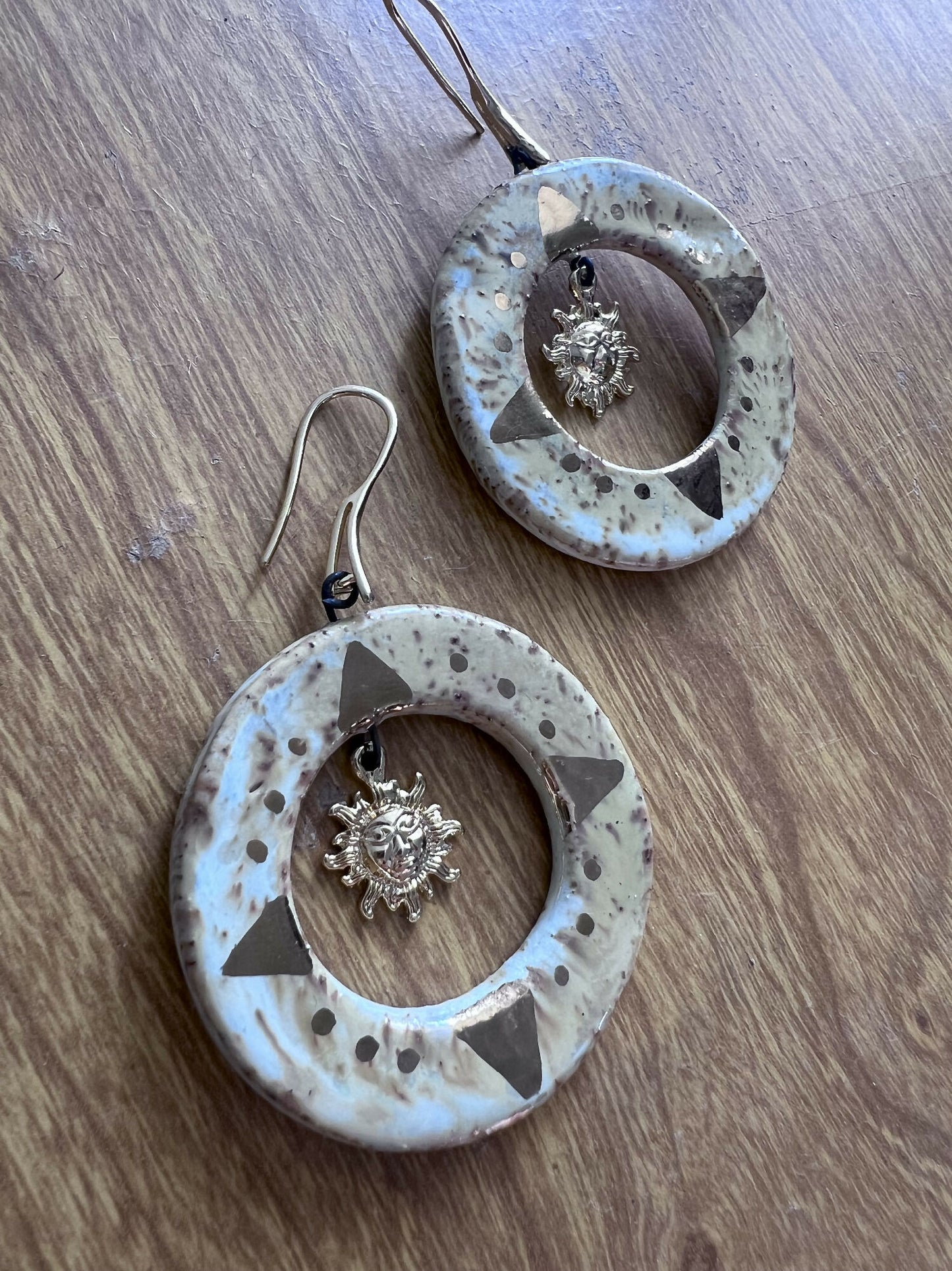 Ceramic Beige Hoops