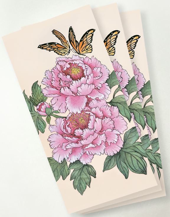 Peonies, Butterfly - Notecard | Bookmark