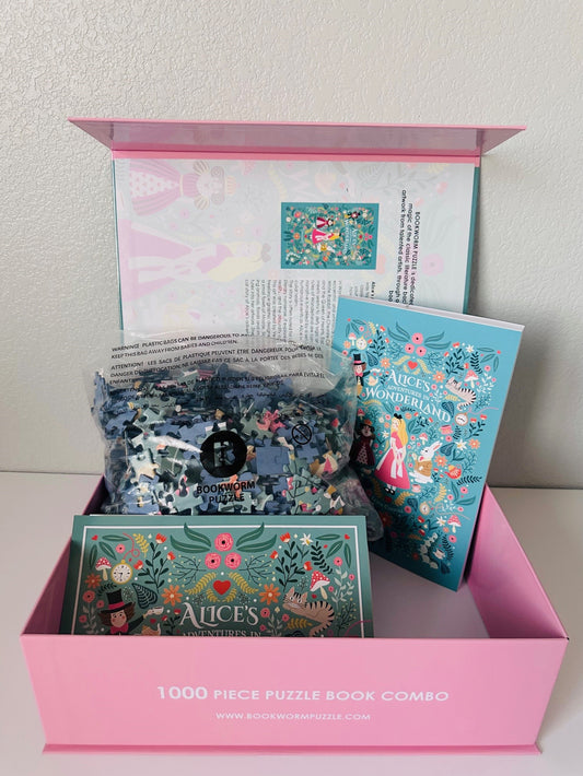 Alice's Adventures in Wonderland 1000 piece puzzle book combo