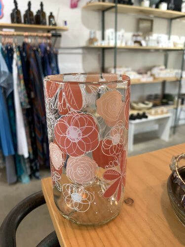 Painted flowers drinking glass