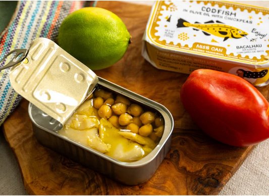 Codfish in olive oil with chickpeas