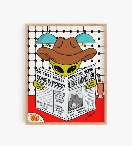 Aliens Among Us! Art Print 12"x9"