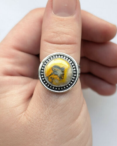 Bumble Bee Jasper Ring, Size 8