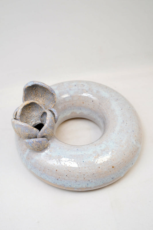 Handmade Ceramic Flower Donut Vase – 8"