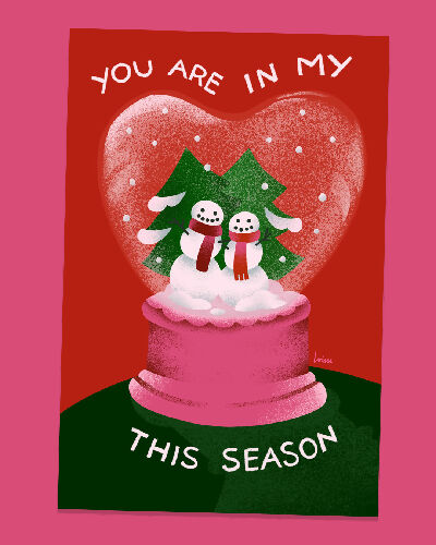 Snow Globe - 4x6" Holiday Postcard