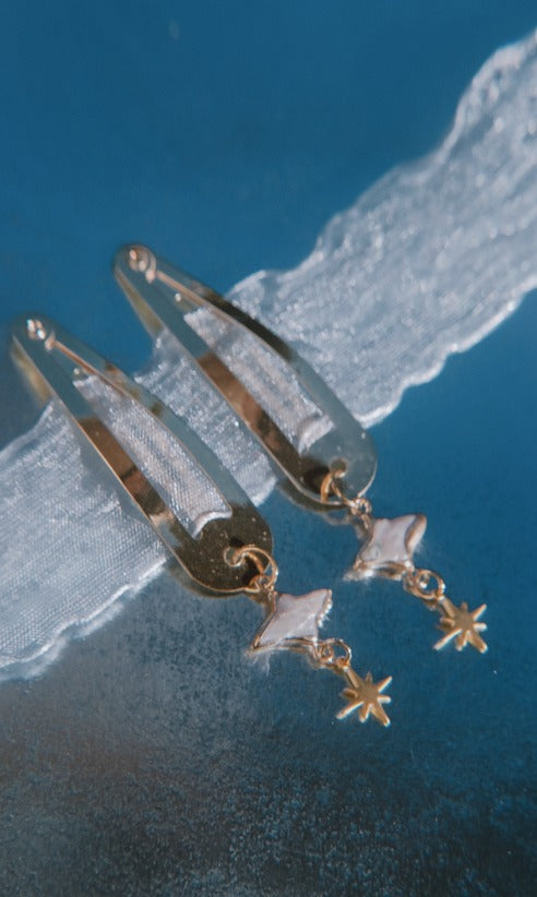 Starbust City Hair Clips - Gold & Pearl
