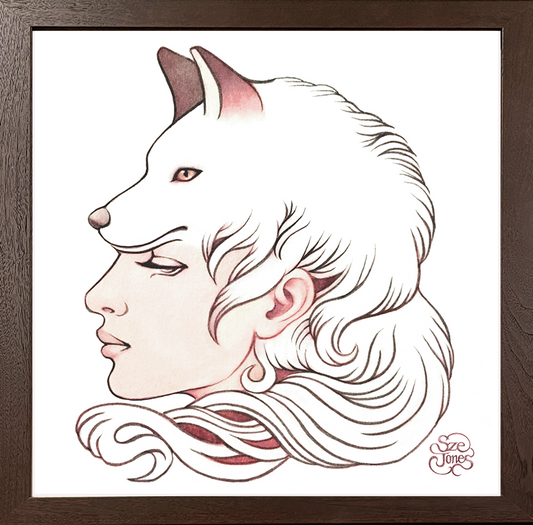 Wolf Girl - Wood Frame ( 8"W x8"H )