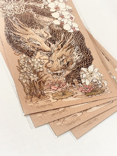 Wood Dragons Print Signed by Sze Jones