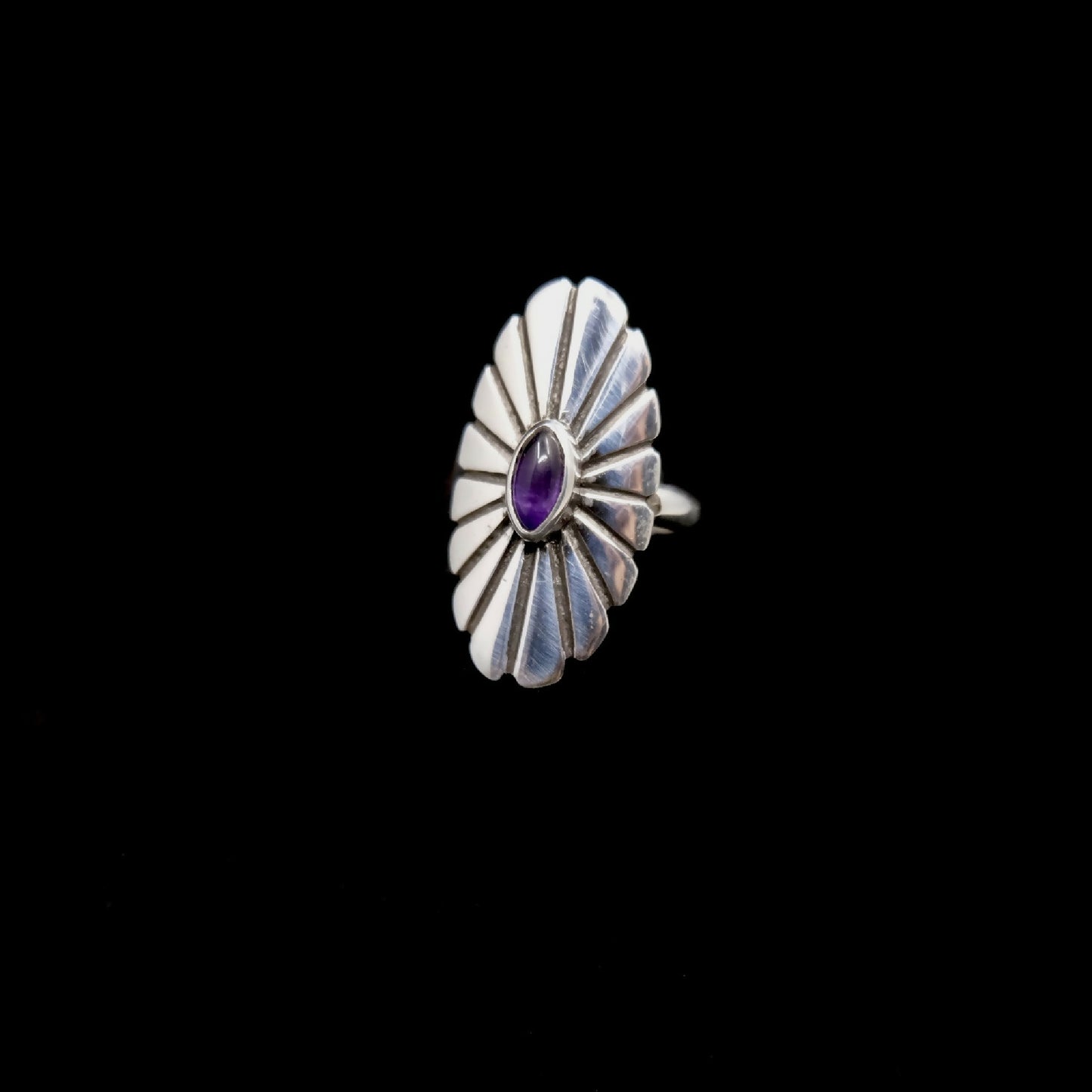 Sterling Concho Ring Amethsyt