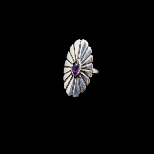 Sterling Concho Ring Amethsyt