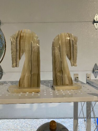 Horse bookends alabaster set of 2