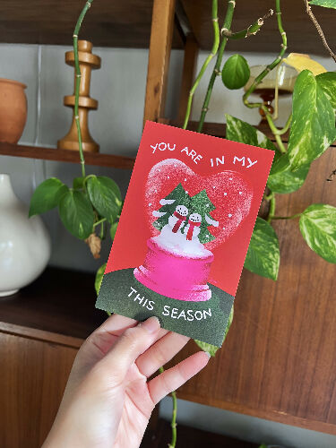 Snow Globe - 4x6" Holiday Postcard