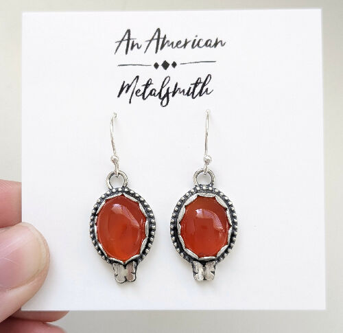 Carnelian Earrings with Butterfly