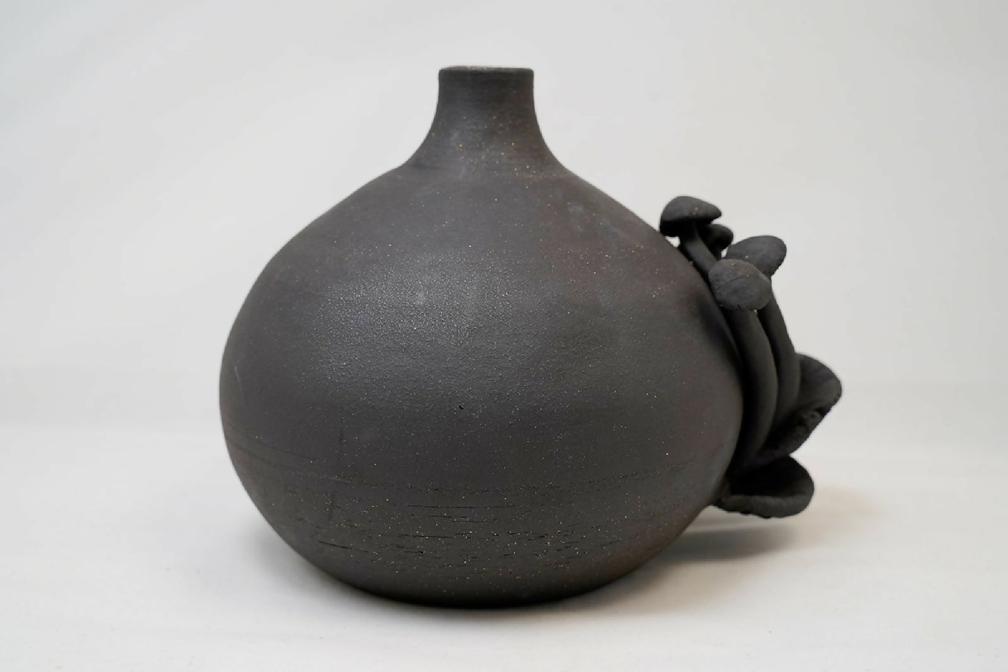 Handmade Black Ceramic Mushroom Vase – 6"