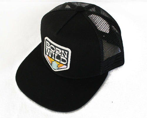BORN WILD Black Snapback Trucker Hat