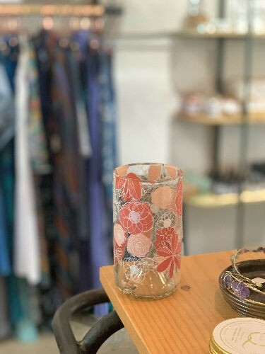 Painted flowers drinking glass