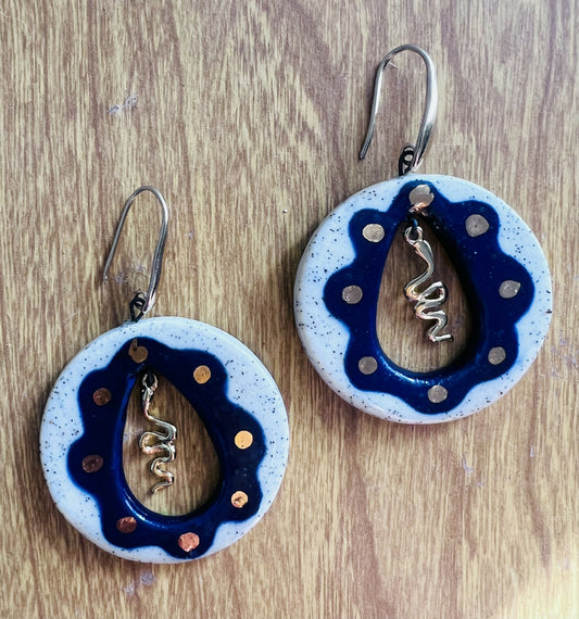Ceramic Blue Hoops