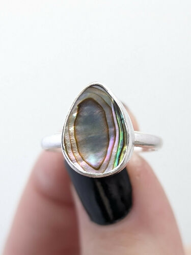 Abalone Shell Ring, Size 8