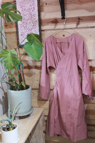 Wrap Dress - long sleeve- pink