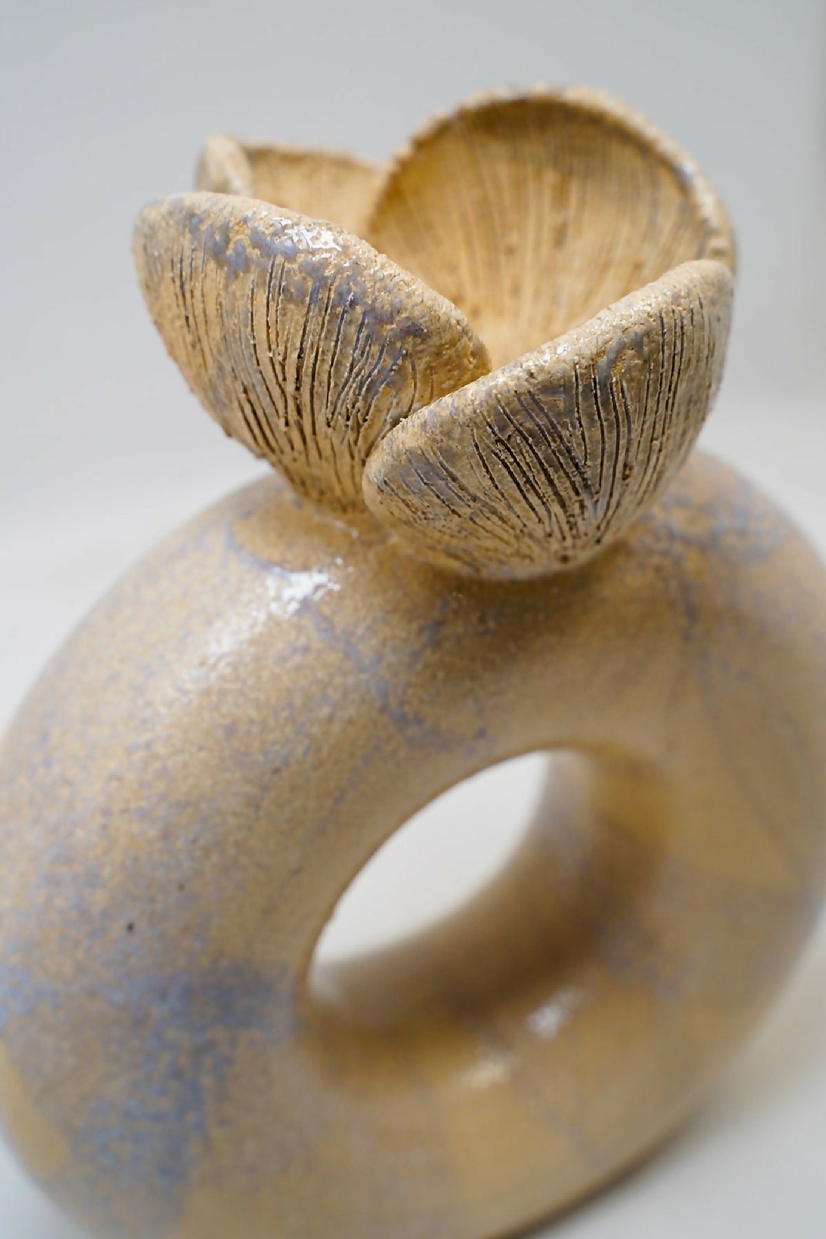Handmade Ceramic Flower Donut Vase – 7.5"