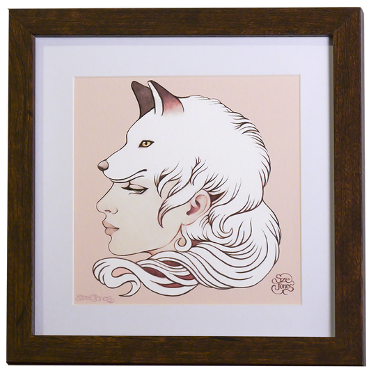 Wolf Girl - Wood Frame ( 8"W x 8"H )