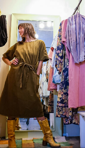 Wrap Dress - short sleeve- green