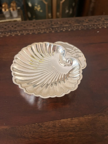 vintage silver seashell dish
