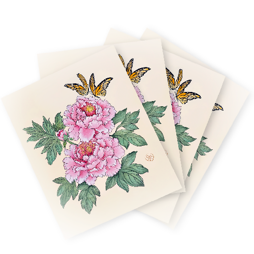 Peonies & Butterflies - Art Print (16"W x 20"H