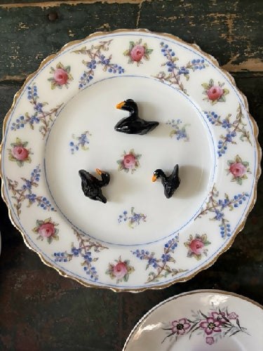 Trinket dish/tray/vintage/swan figurines/handmade