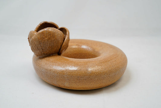 Handmade Ceramic Mushroom Donut Vase – 6.5"
