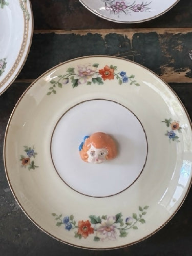 Trinket dish/tray/vintage/vintage doll figurines/handmade