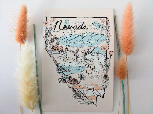 Nevada Postcard, State Postcard, Nevada Stationary, A6 Print, 4x6" Print