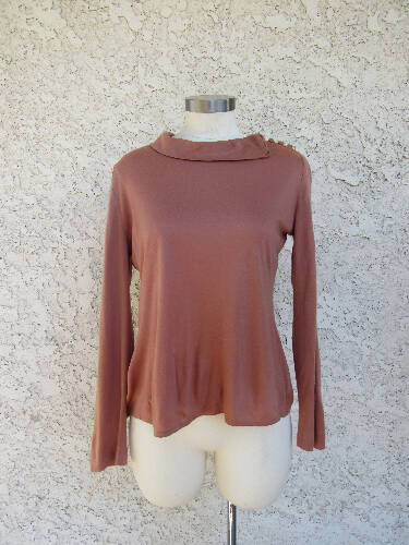 Homemade Long Sleeve Blouse with Button Flap Collar